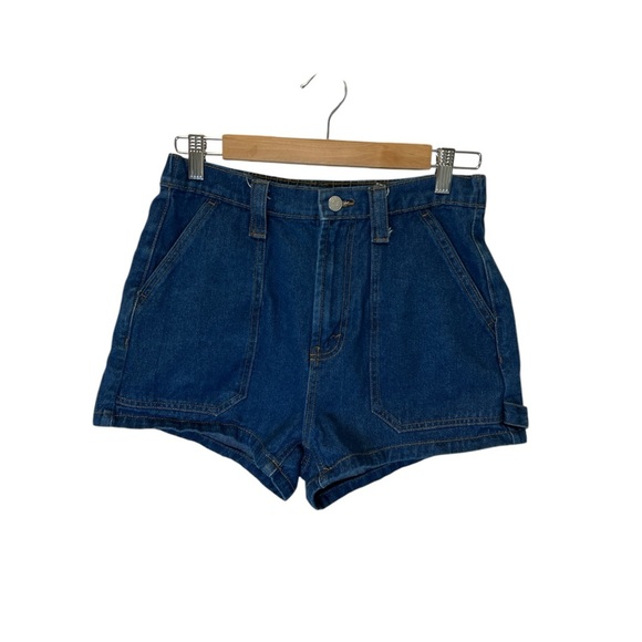 Women's Ultra High-Rise Cargo Utility Midi Denim Shorts - Wild Fab Sz 6 - Picture 3 of 7